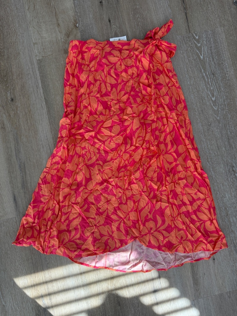 J. Crew Pink and Orange Floral Midi Wrap Skirt